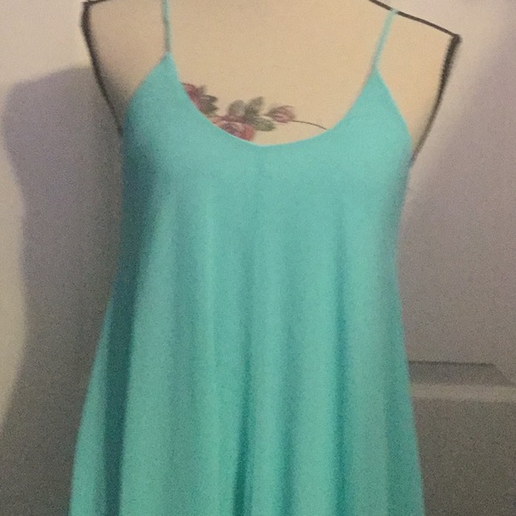 AQUA BLUE HANDKERCHIEF STYLE LINED DRESS - Picture 5 of 8